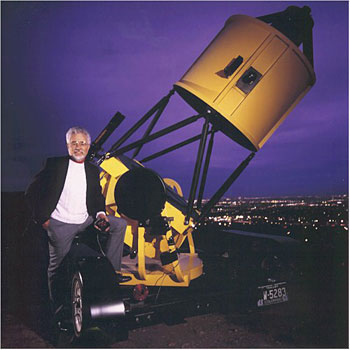 Jim with 40-inch folded Newtonian telescope