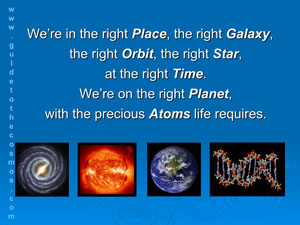 The Earth is in the right Place, in the right Galaxy, in the right Orbit.